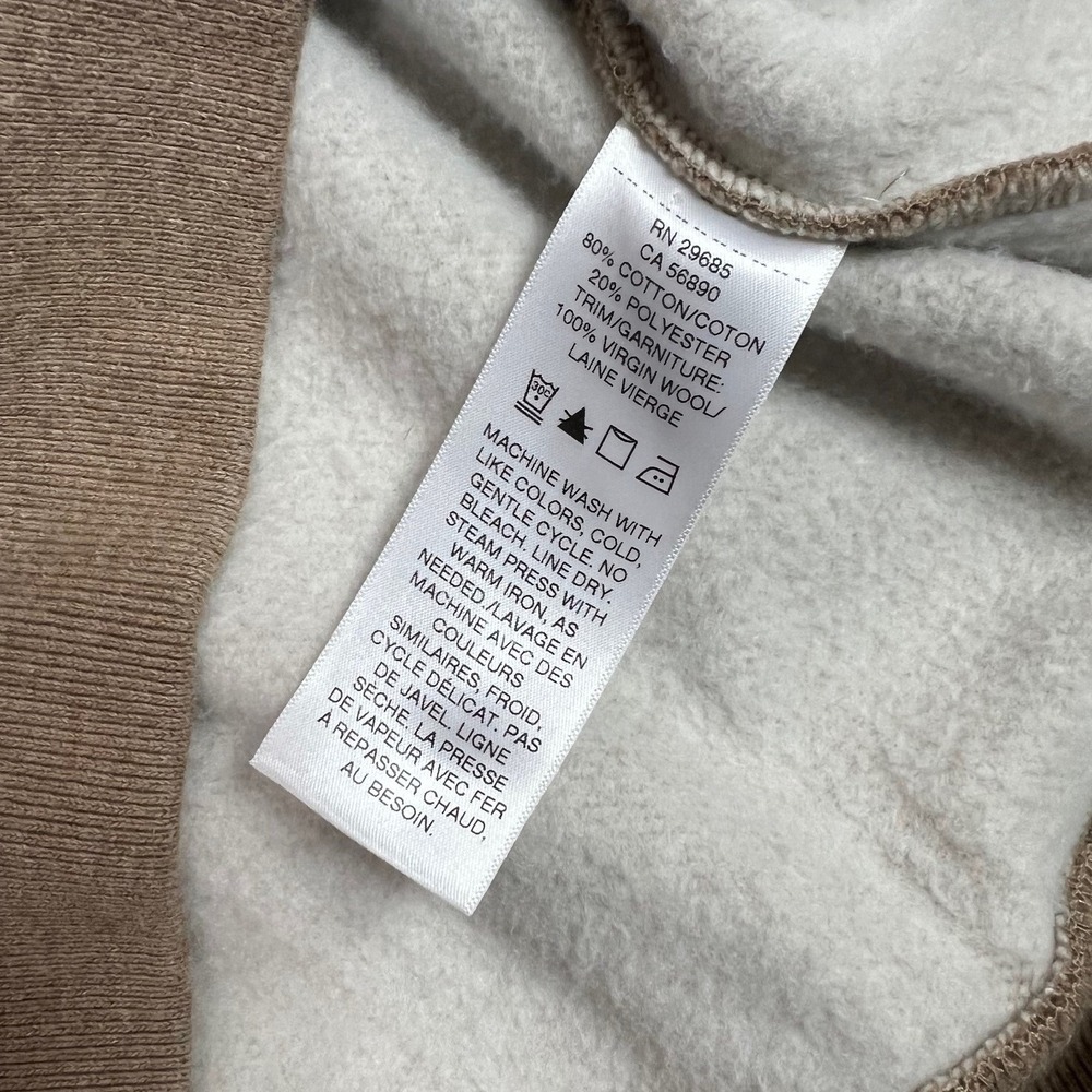 Pendleton Fleece Bomber Jacket Mens Large Wool Plaid Trim Button Front Beige - Picture 8 of 9